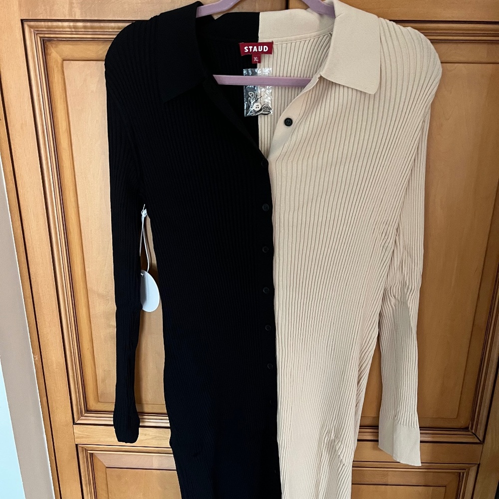 NWT Staud XL Tan and Black Mini Dress Milton